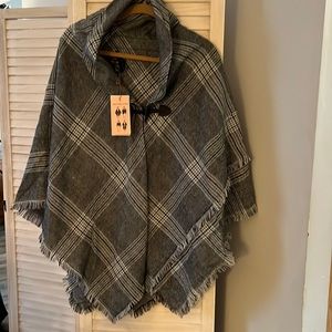 Plaid lightweight poncho